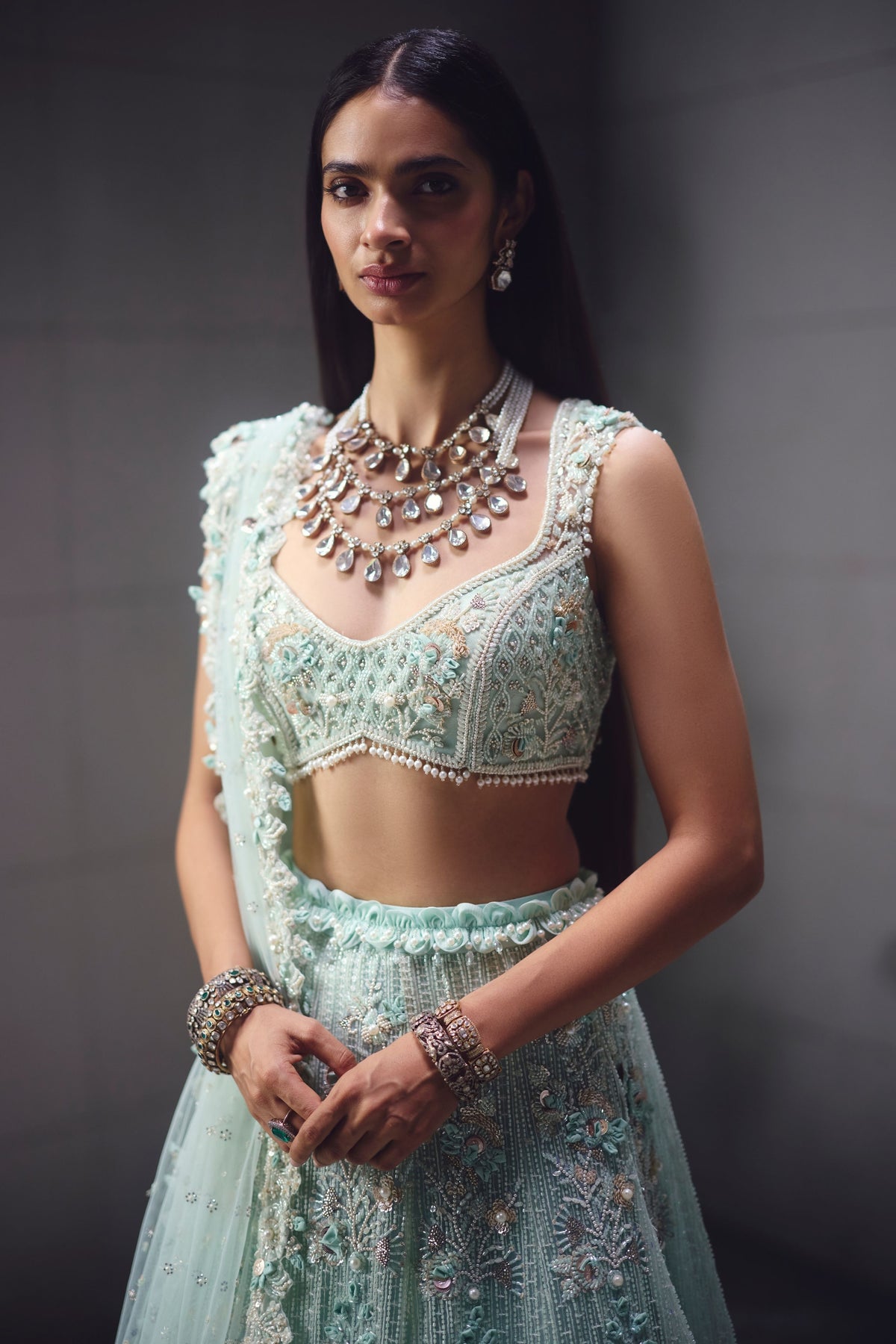 Aqua Embellished Lehenga Set
