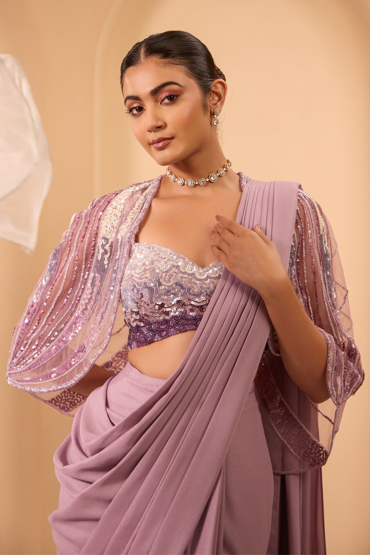 Hand Adored Short Cape Set