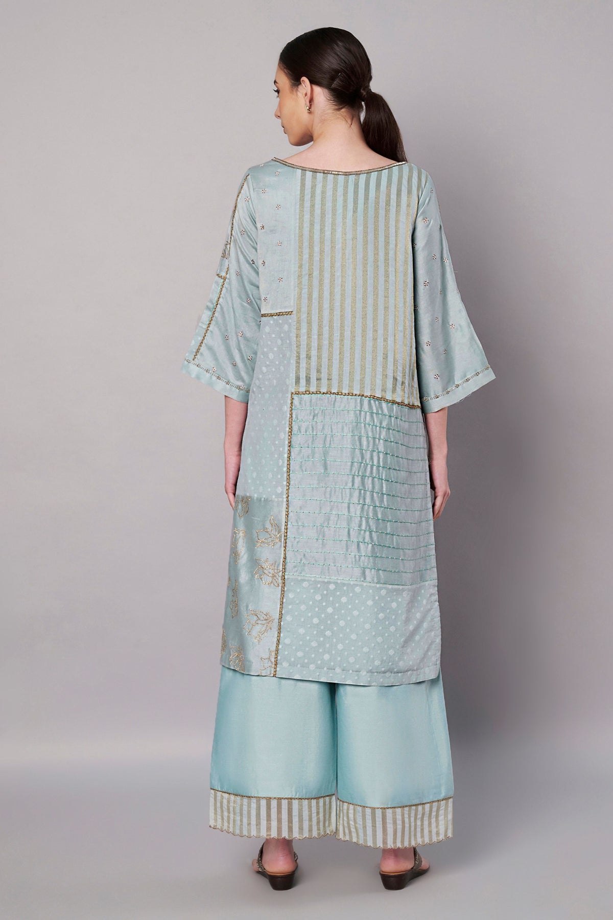 Spring Collage Ice Blue Kurta Set