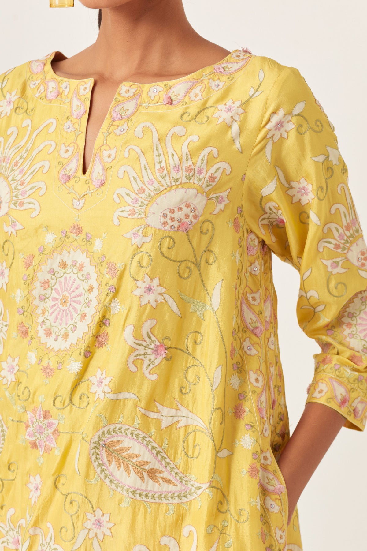 Yellow Short A-line Kurta Set