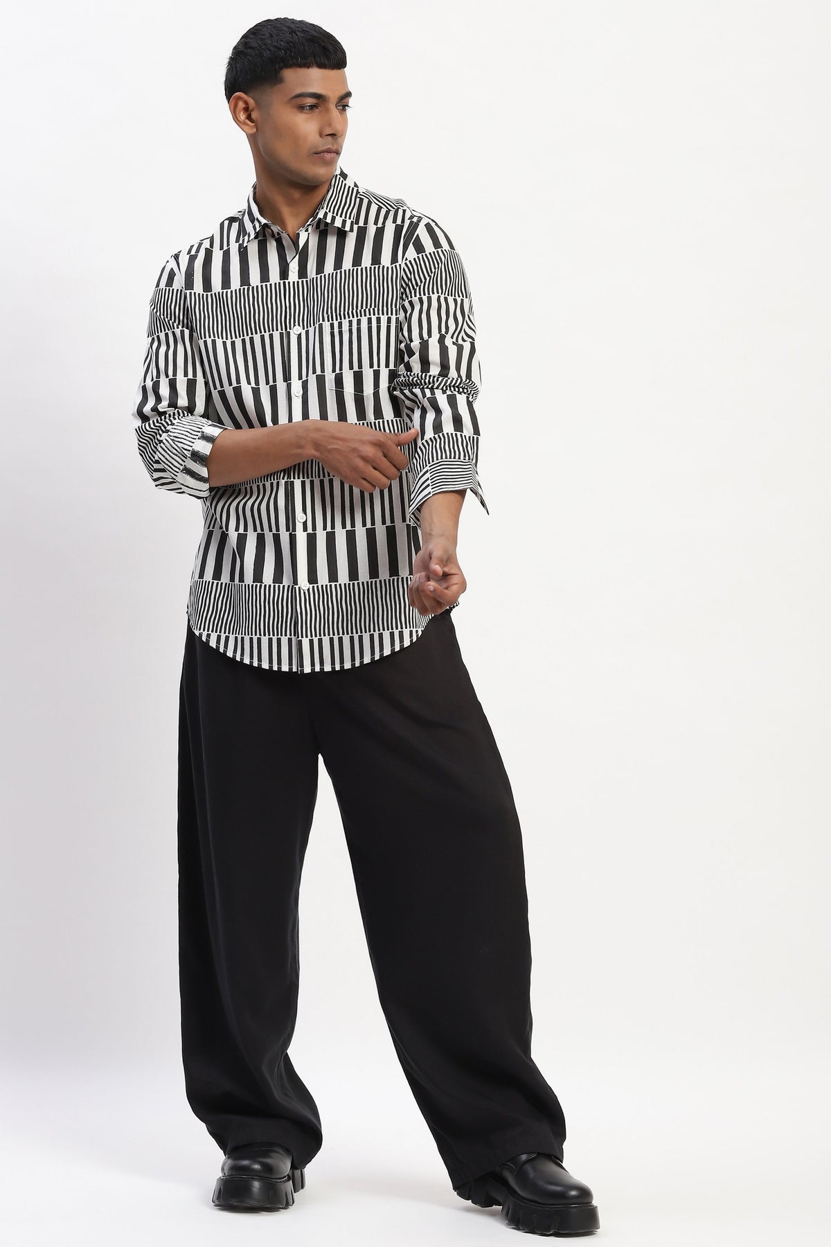 Multi Block Printed Stripes Shirt