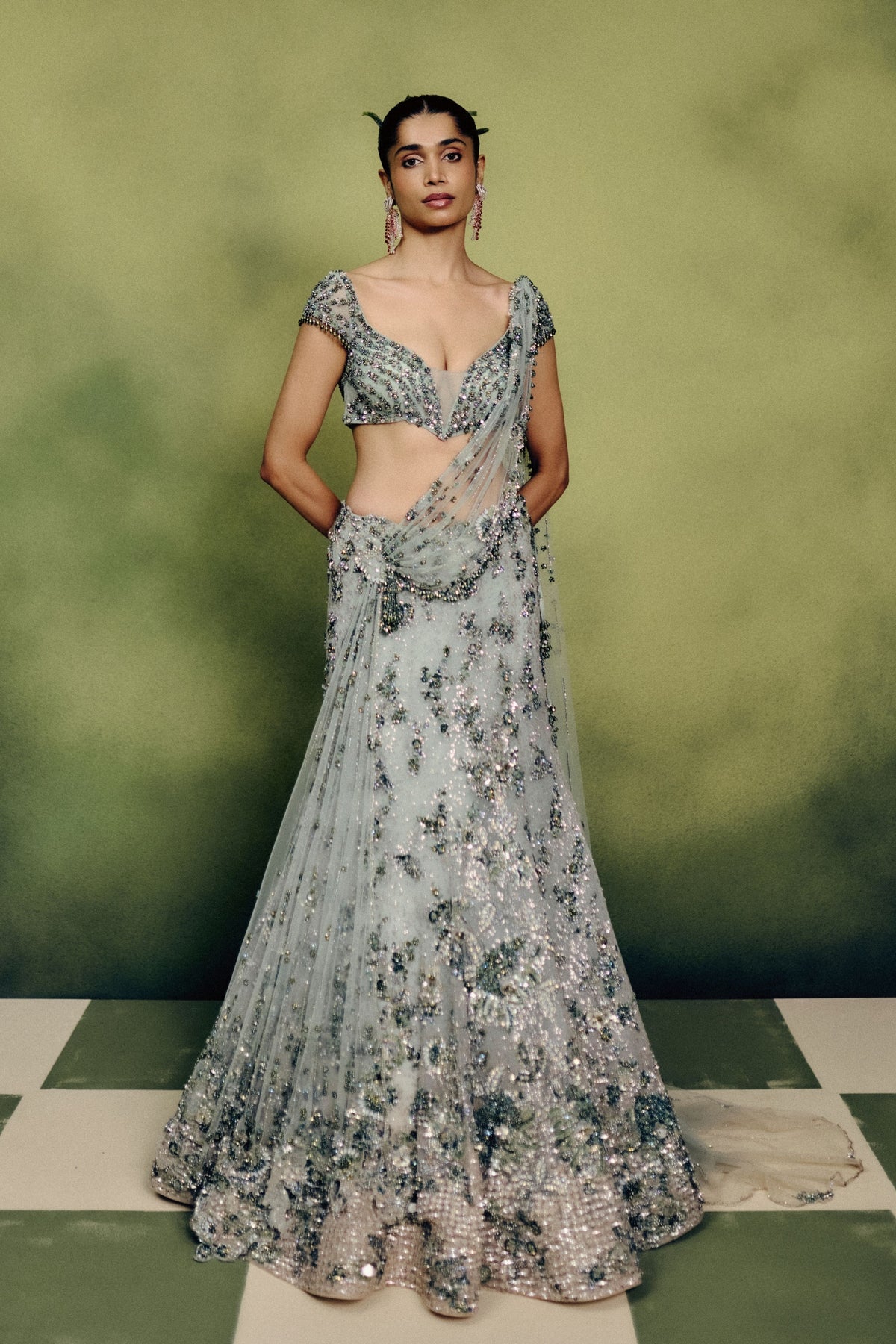 Elysian Mint Cocktail Lehenga Set