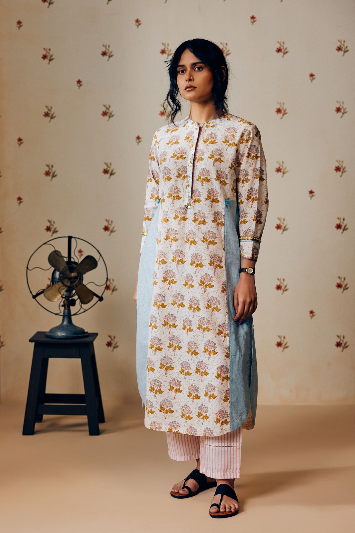 Off-white Block Printed Kurta Set