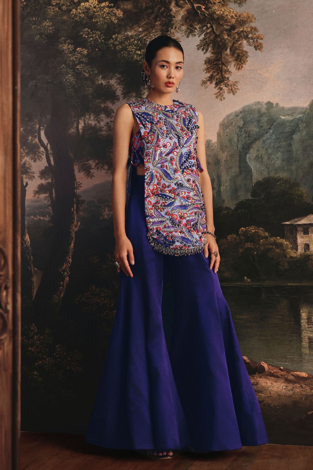 Blue Sharara With Jacket