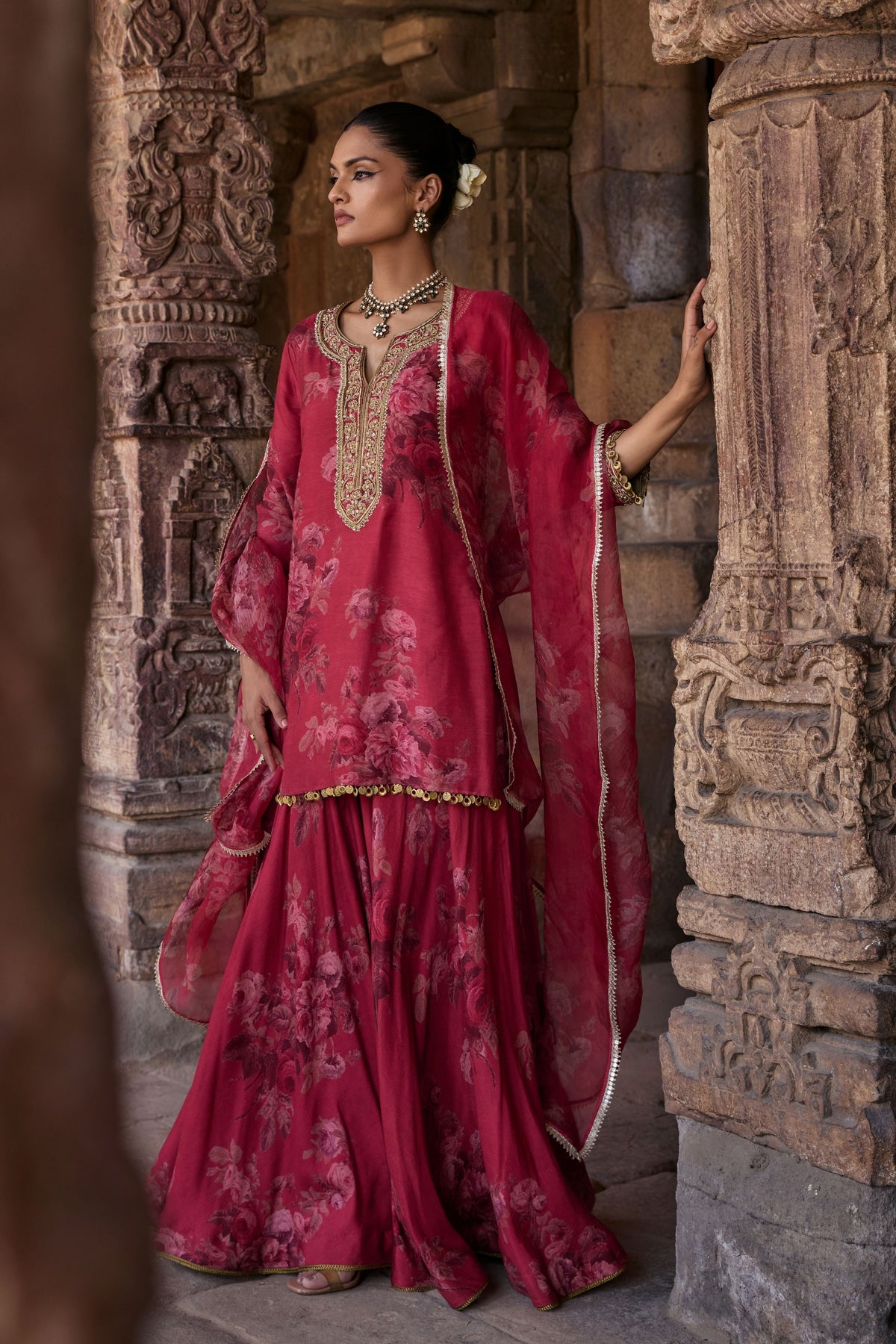 Gulbagh Coral Sharara Set