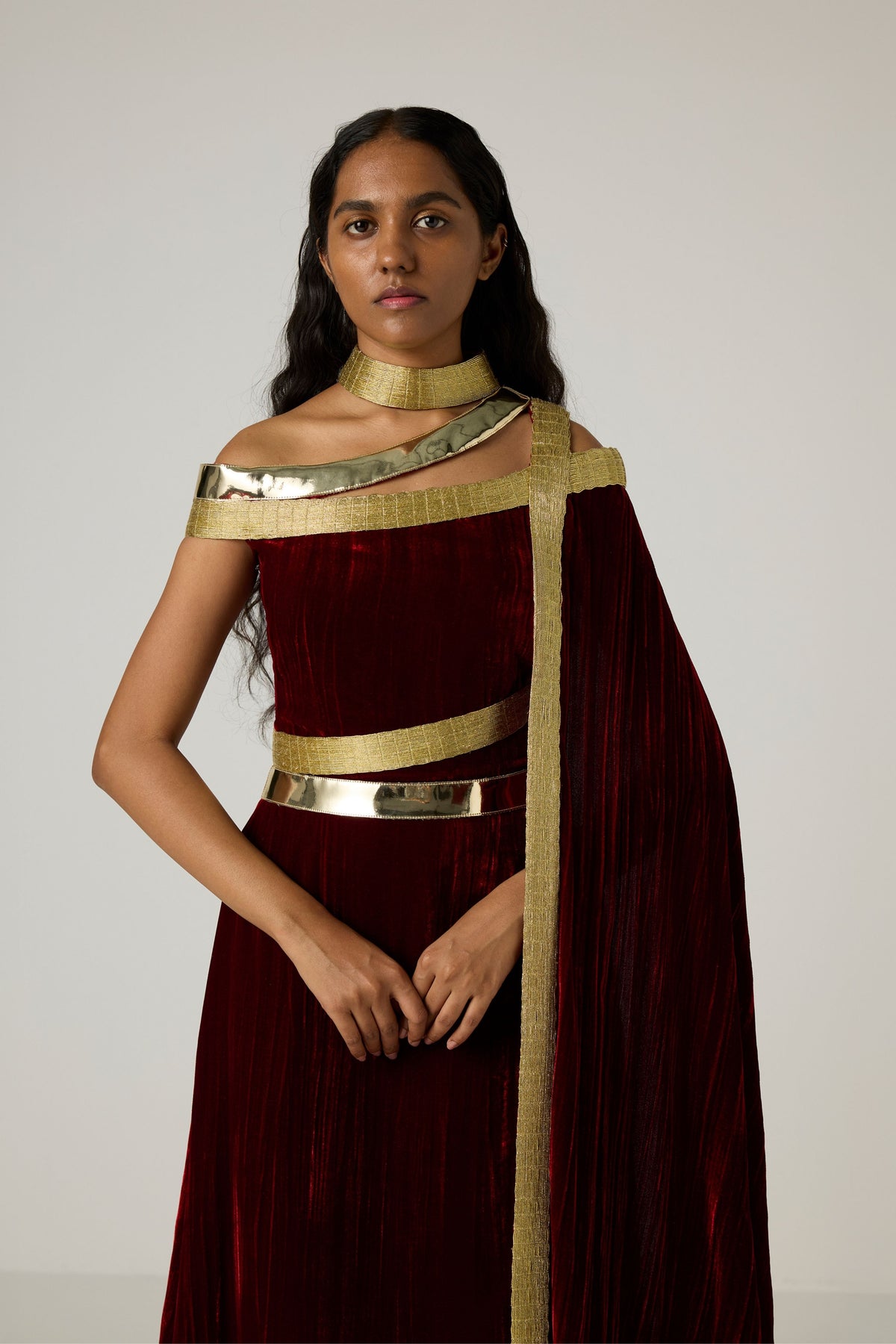 Velvet Metallic Wrap Dress