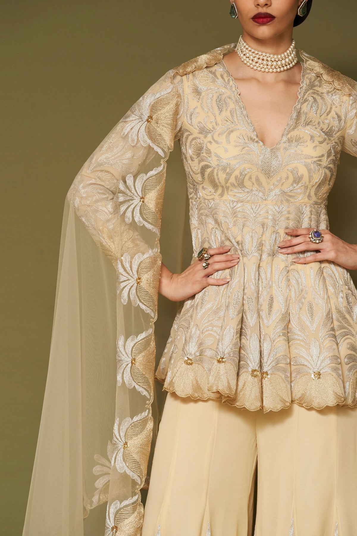 Butter Yellow Georgette Sharara Set