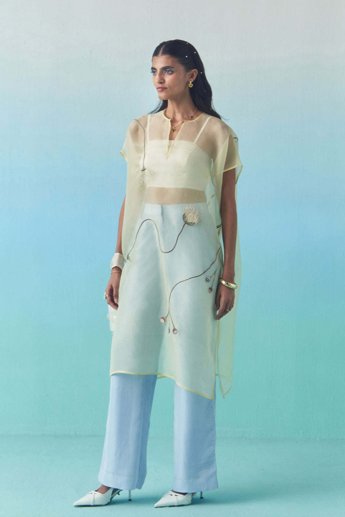 Sky Silk Bootcut Trousers