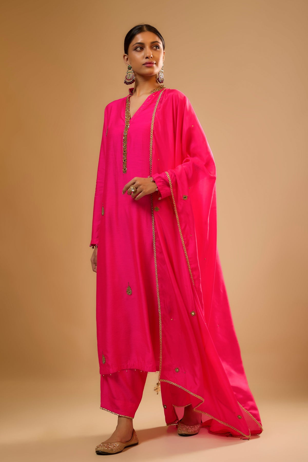 Hot Pink Applique Kurta Set