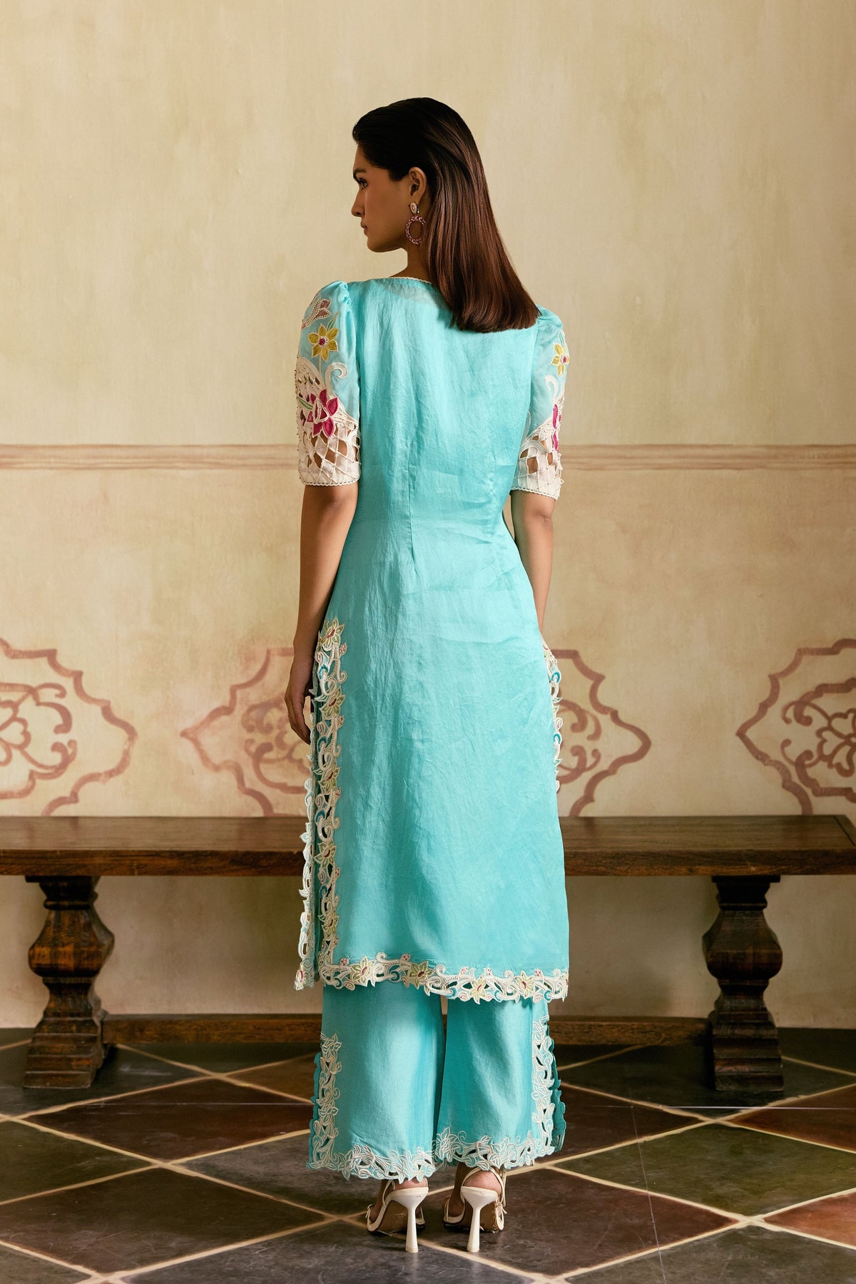 Aqua Applique Kurta Set