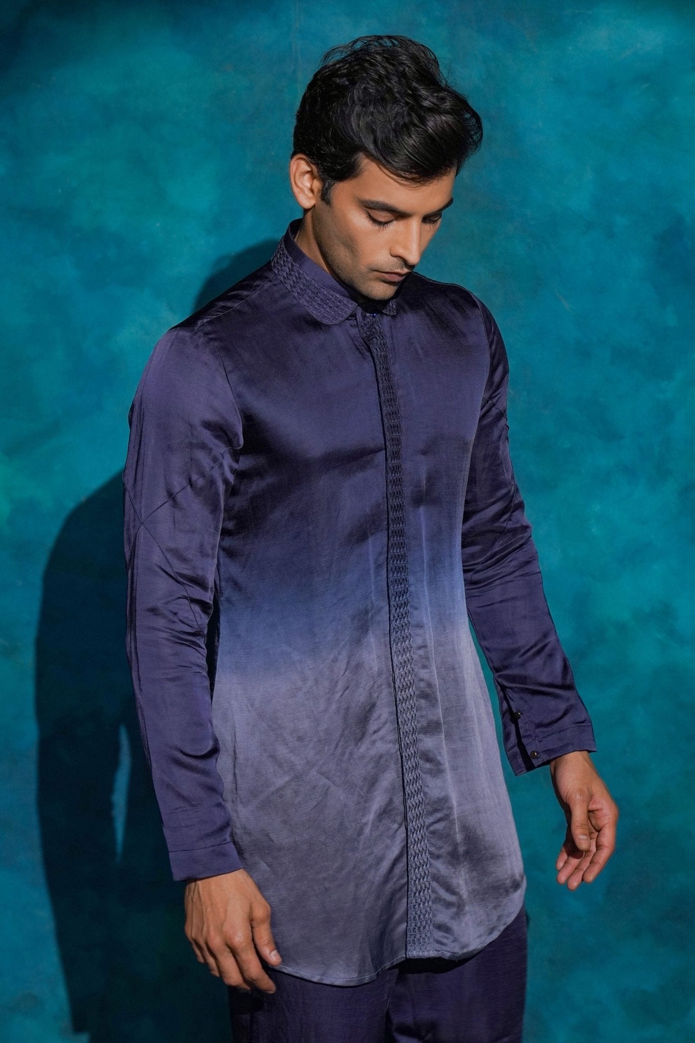 Oceanic Purple Short Kurta Set - Jatin Malik - Elahe
