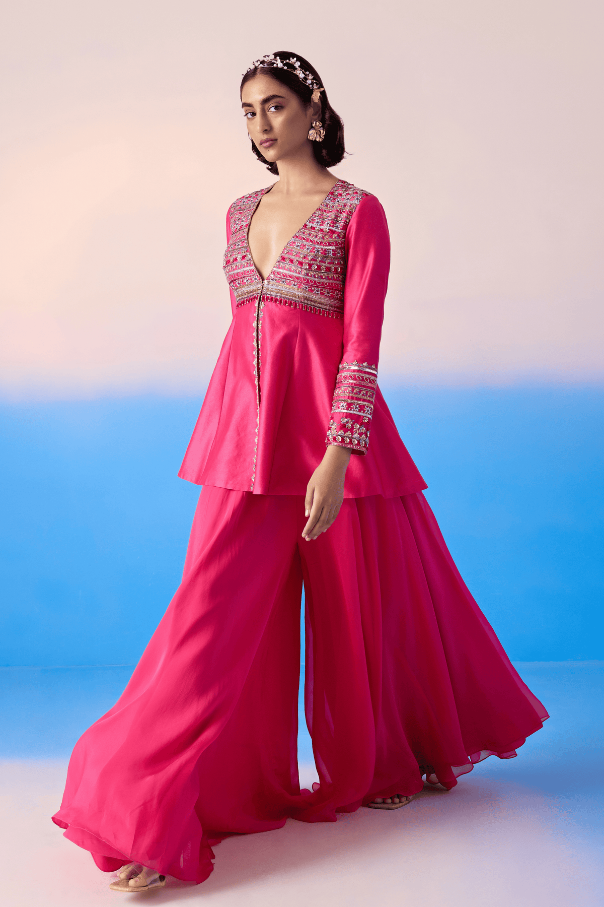 Hot Pink Sharara Set