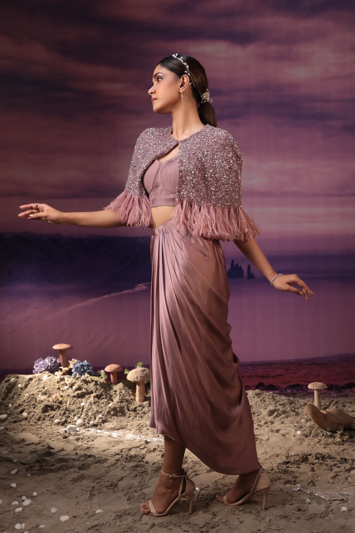 Dusty Purple Cape Set