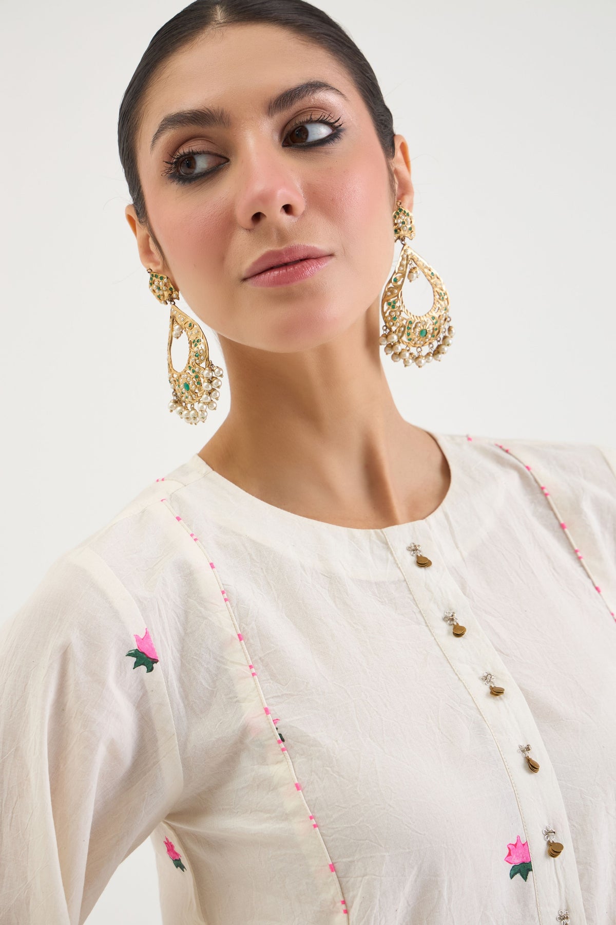 Neon Pink Lotus Kurta Set