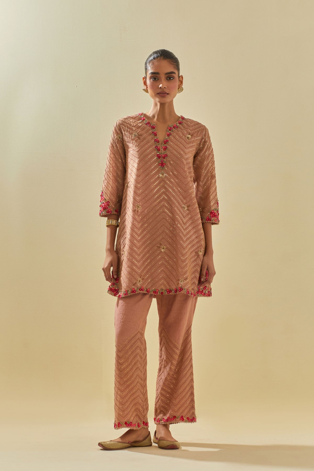 Pink Short Kurta Set