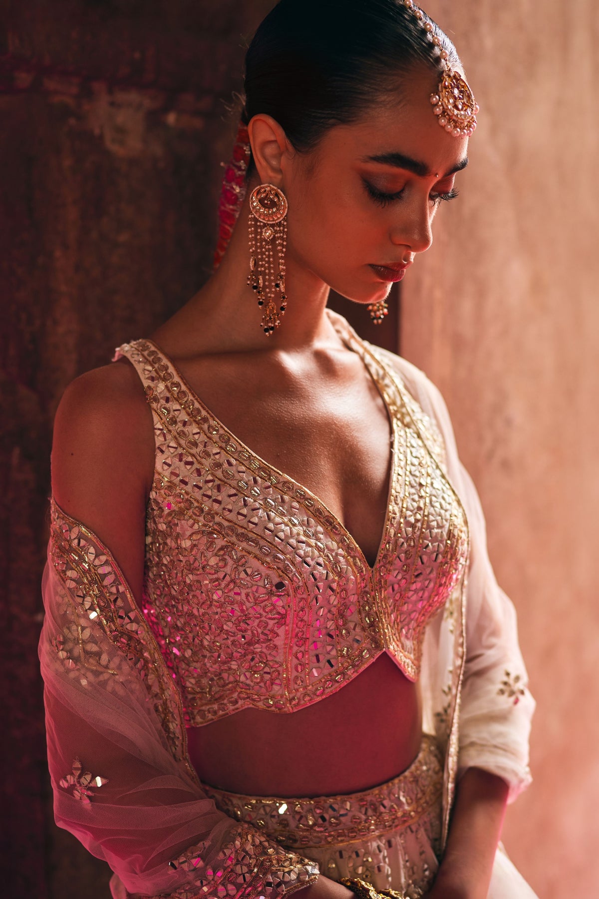 Ivory Raw Silk Lehenga Set