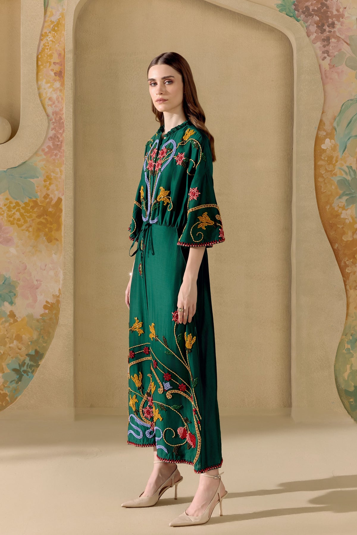 Emerald Green Mosaic Shirt Dress