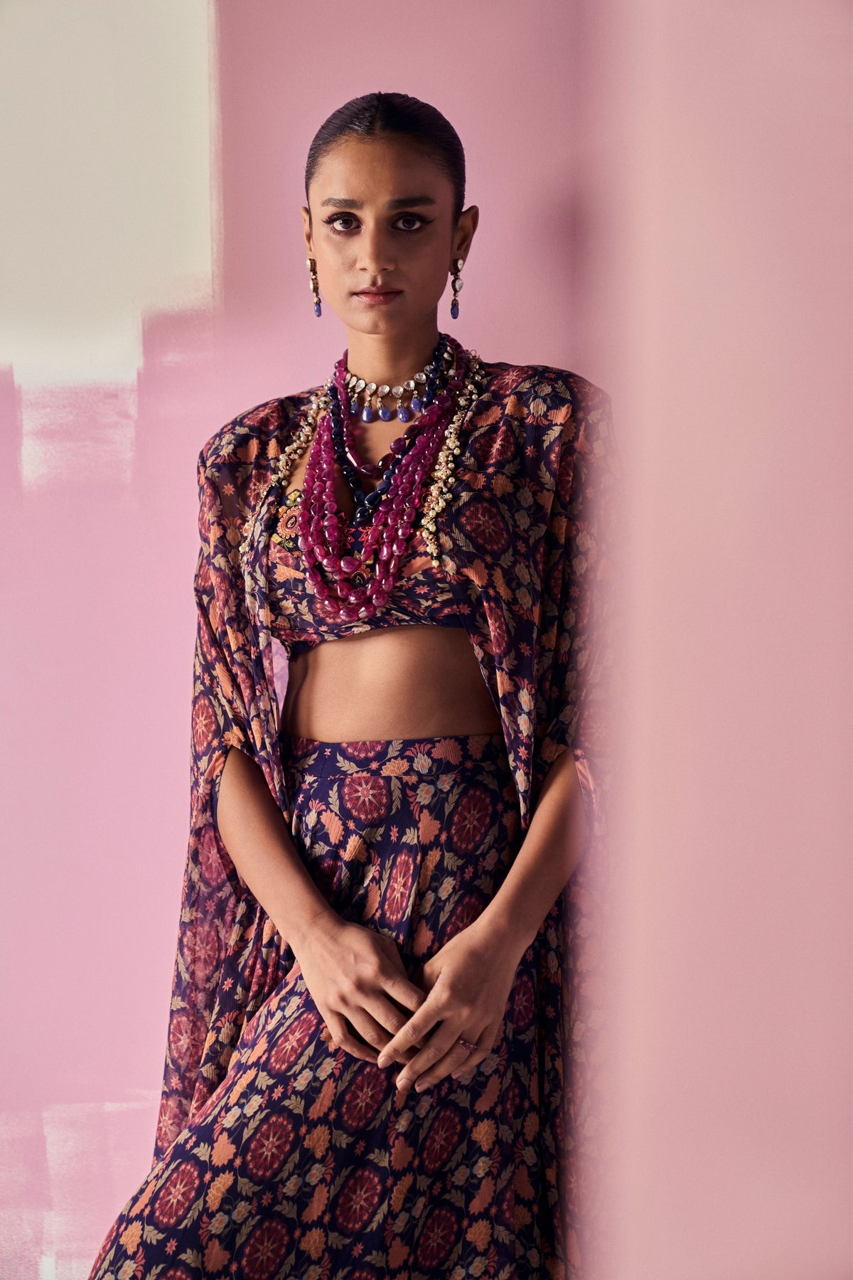 Ewaz Navy Sharara Set