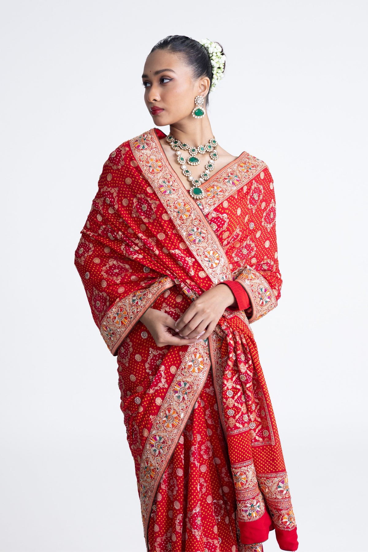 Red Banarasi Bandhani Saree