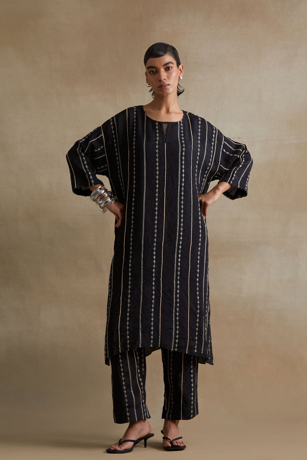 Black  Beaded Embroidered Kurta Set