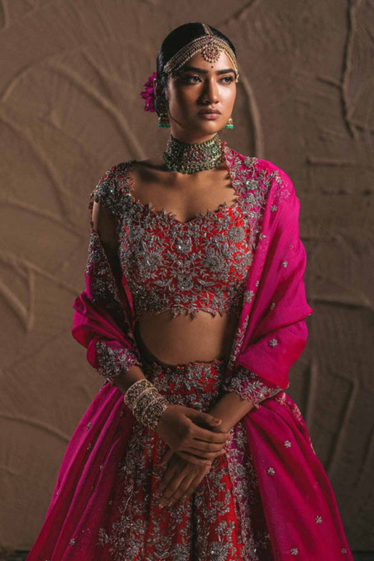 Red hasini lehenga