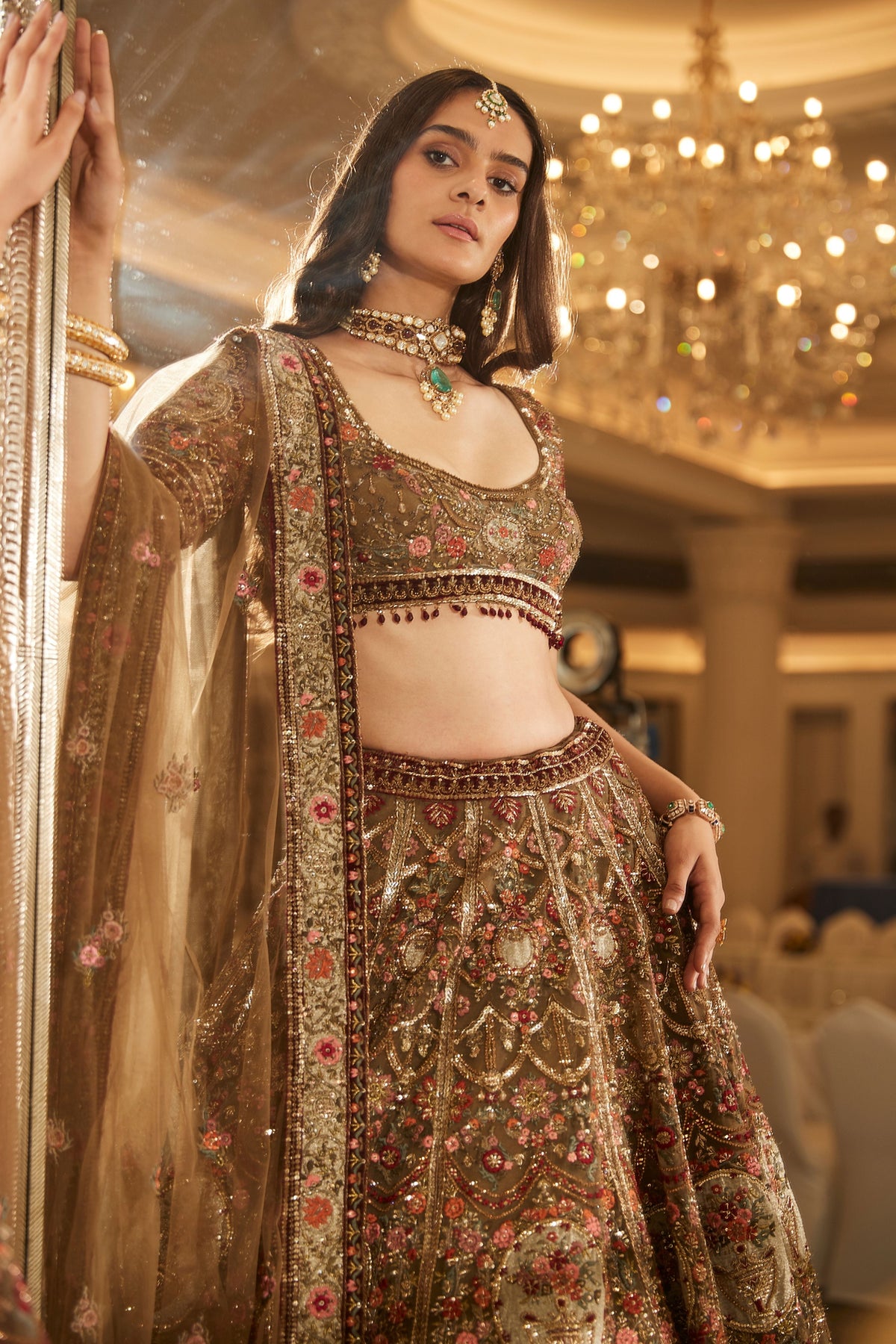 Reehana Olive Green Lehenga Set