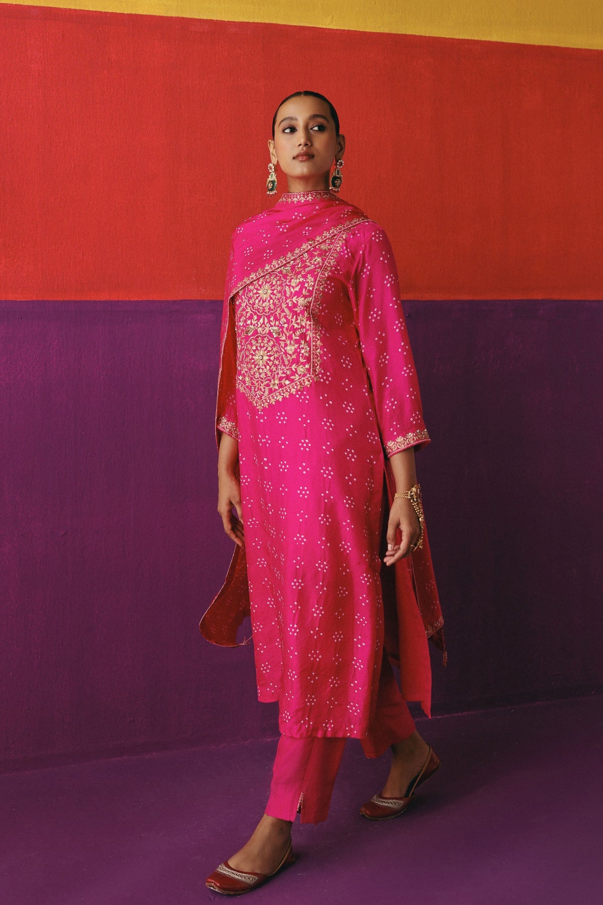 Flower Bandhani Kurta Set