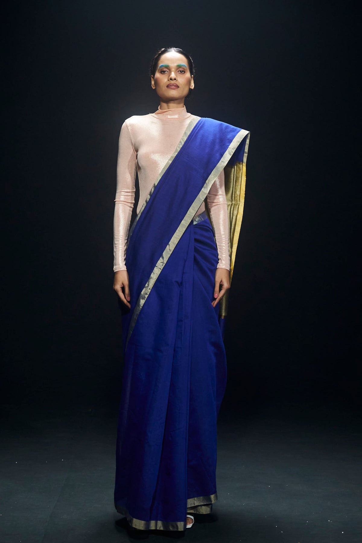 Blue Cotton Silk Saree