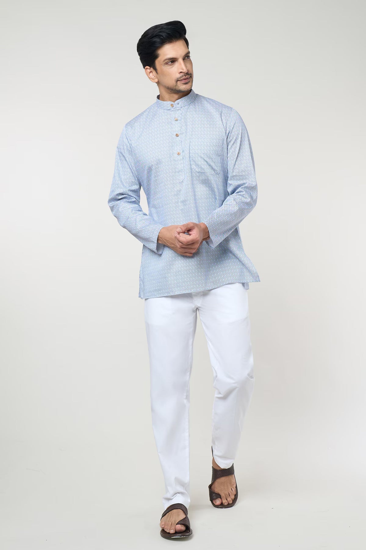 Blue Geometric Printed Shirt Set