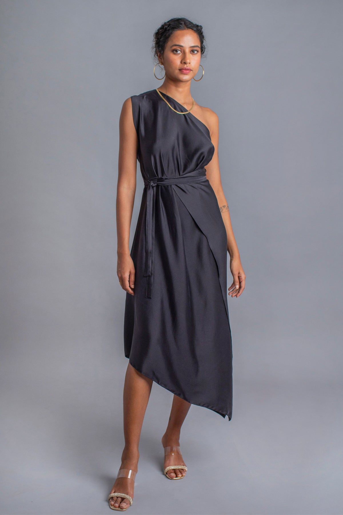Black Midi Wrap Dress