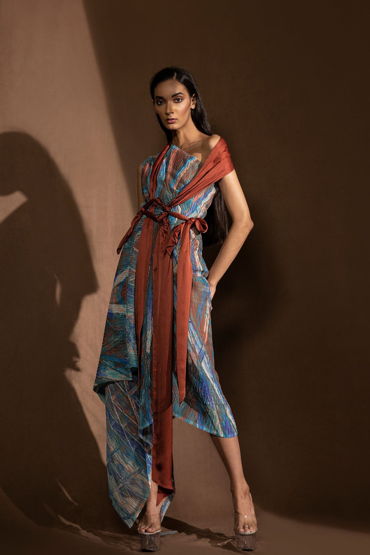 One-off-shoulder Draped Dress