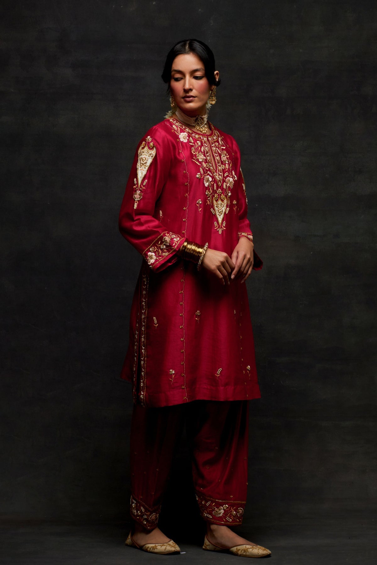 Red Short Kurta Set