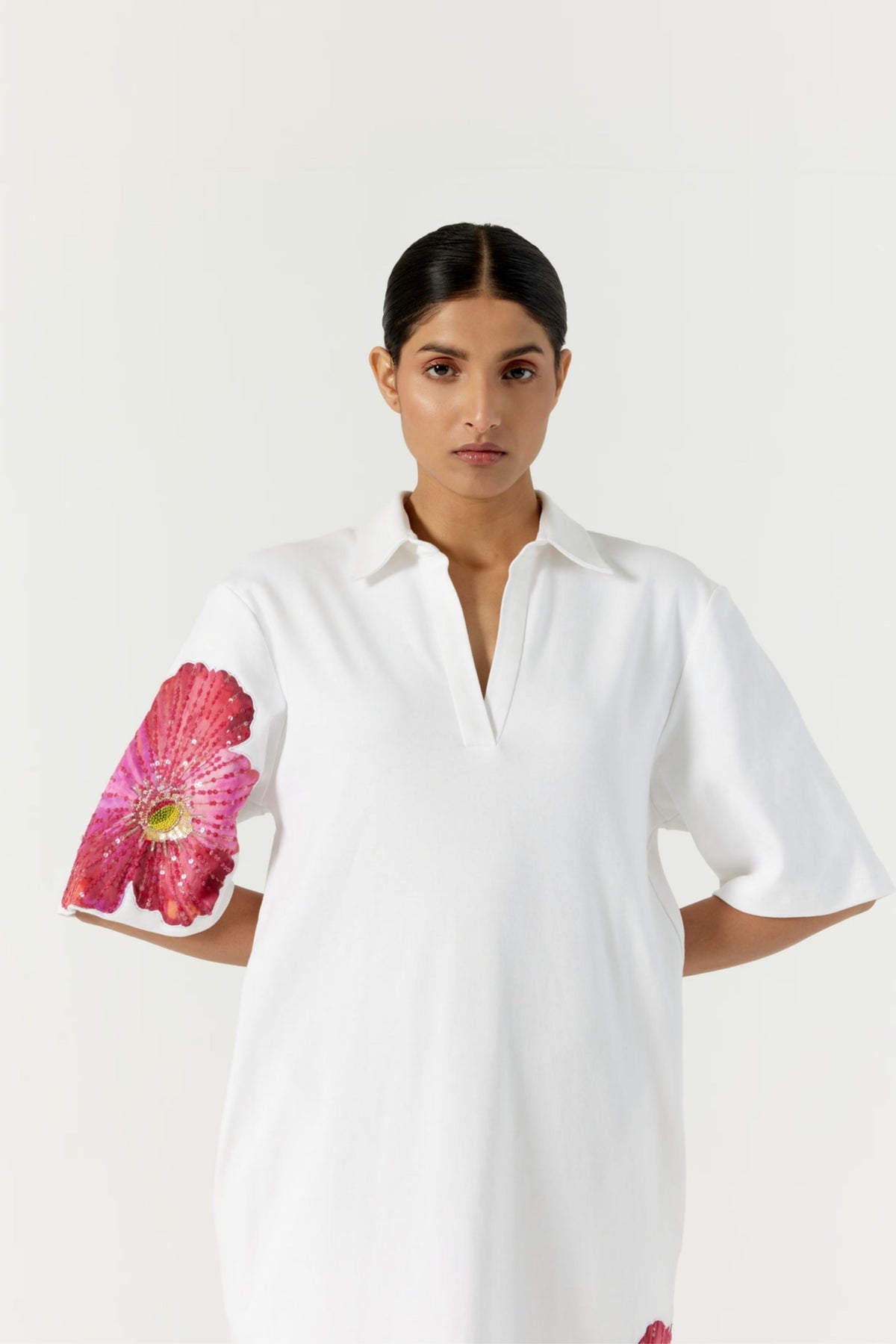 Pansy White Polo Dress