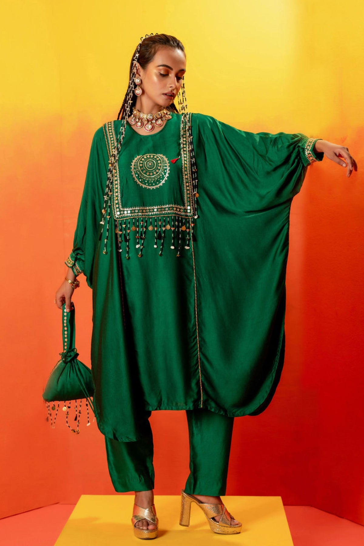 Vani Green Kaftan Set