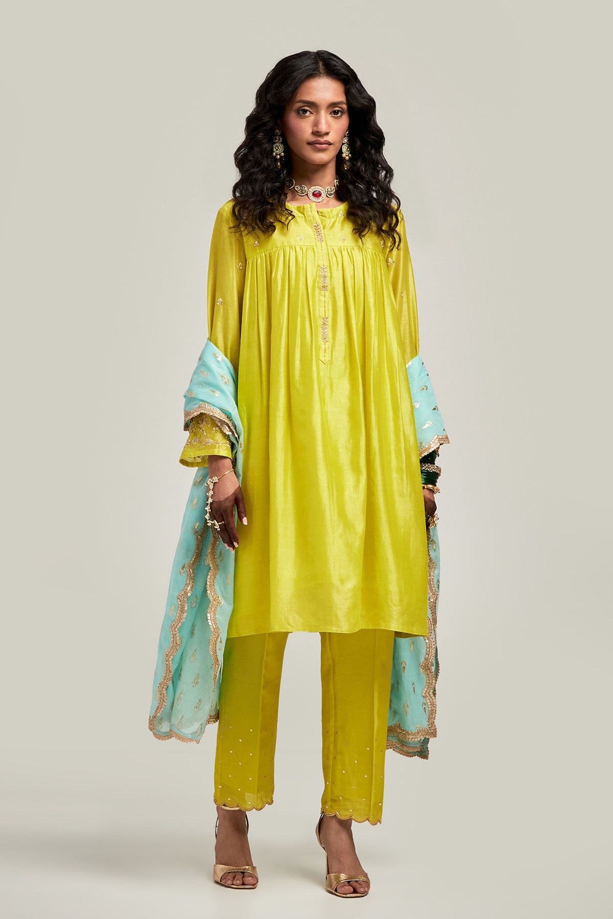 Lime Short Kurta Set