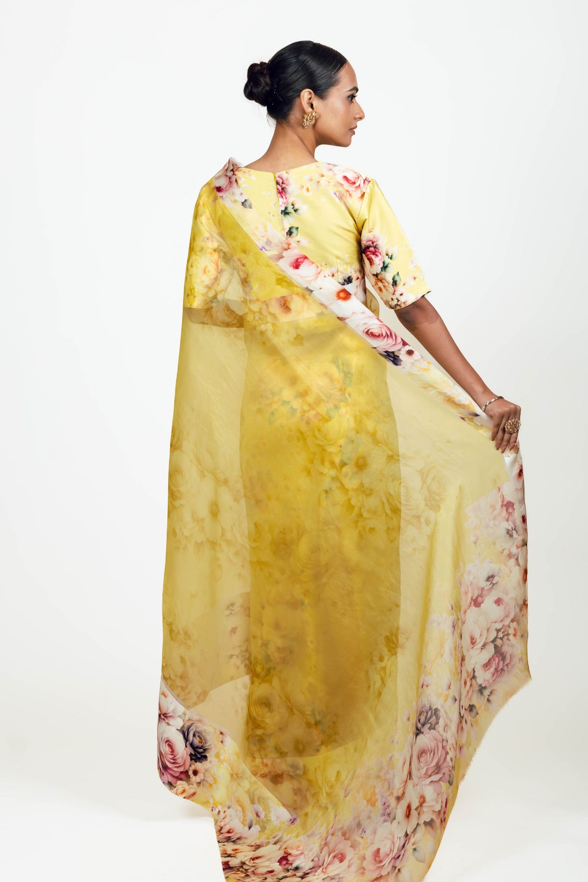 Lina Yellow Organza Saree