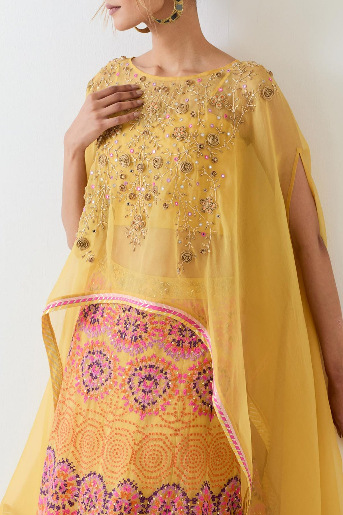 Organza Hand Embellished Cape Set