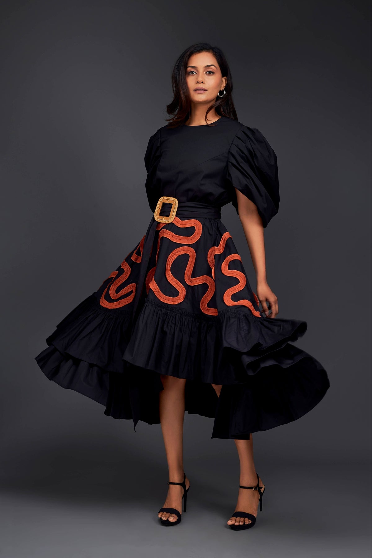 Black &amp; Rust Frill Co-ord Set