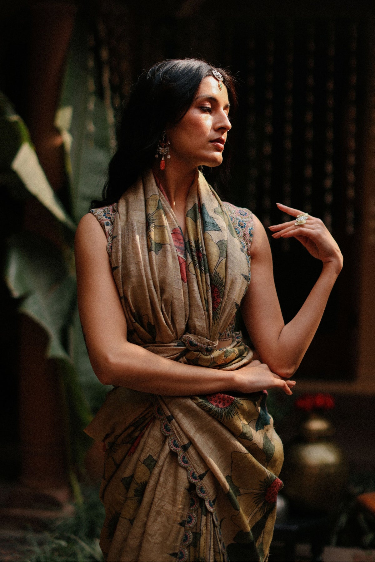 Copper Kalam Saree Set