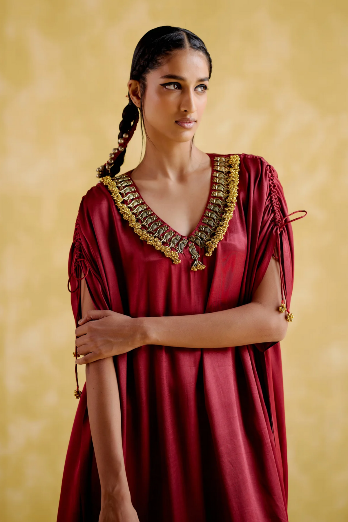 Amor Maroon Kaftan Dress