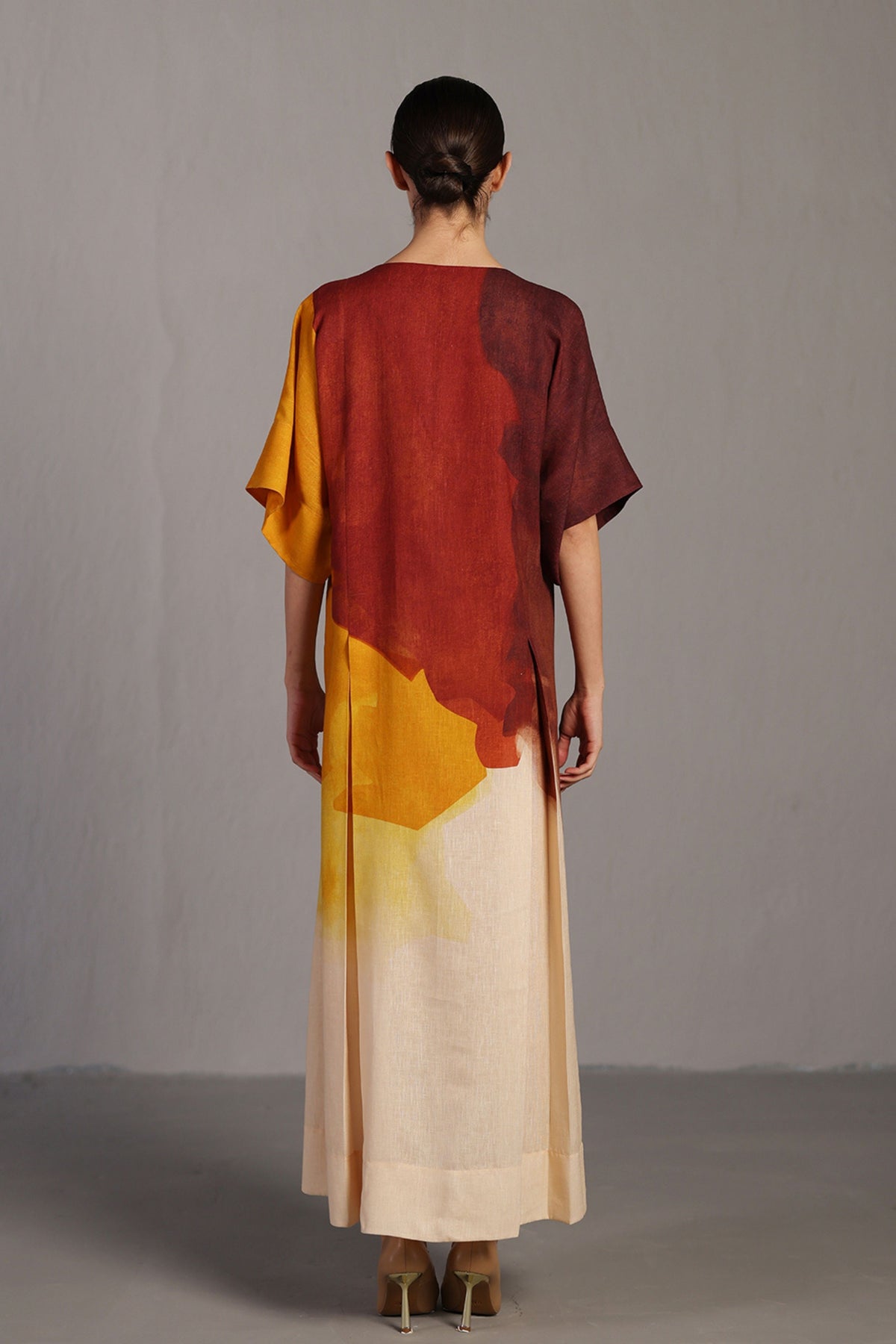 Brown and Ochre Long Dress