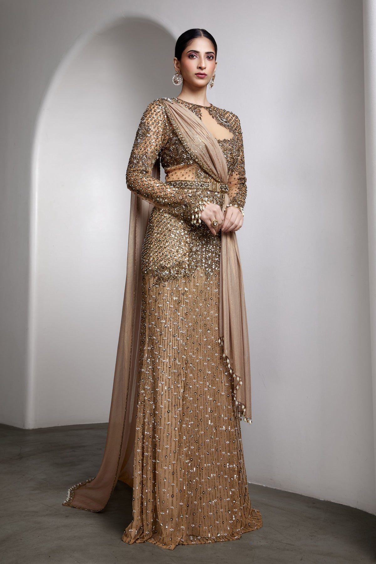Draped Sequin Gown