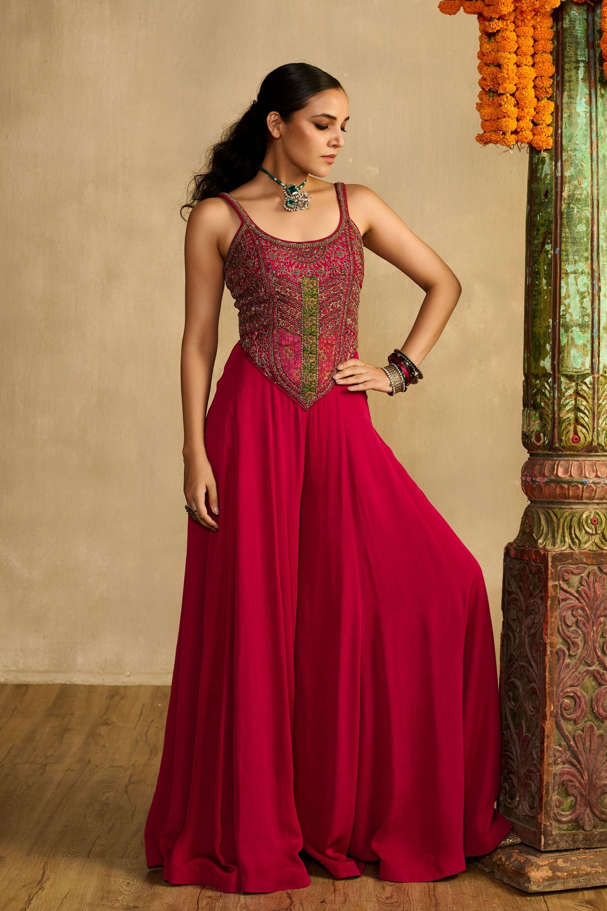 Rani Pink Jumpsuit With Cape