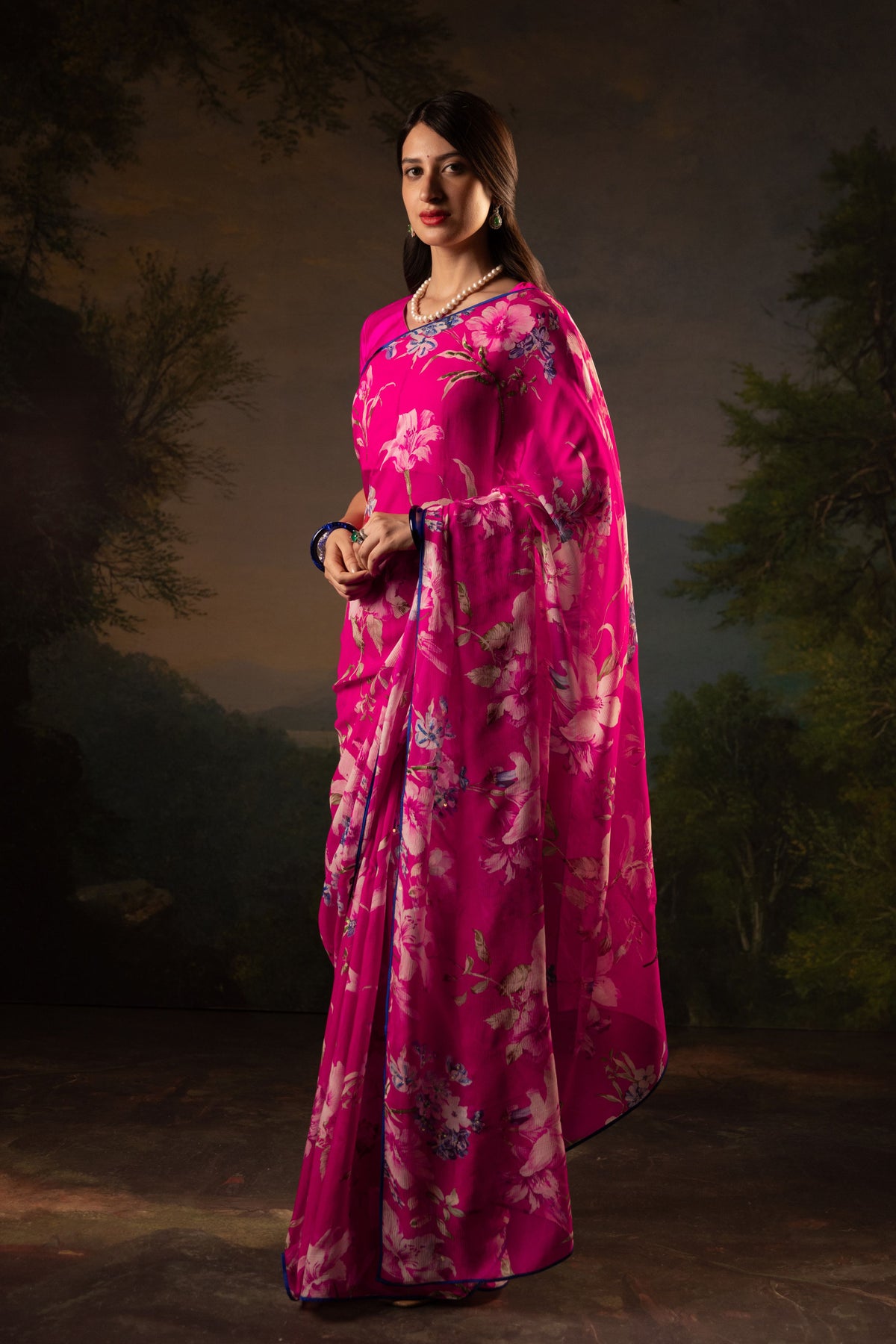 Callie Printed French Chiffon Saree