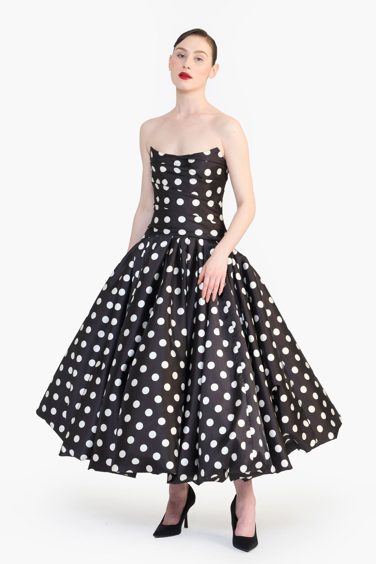 Strapless Draped Balloon Midi
