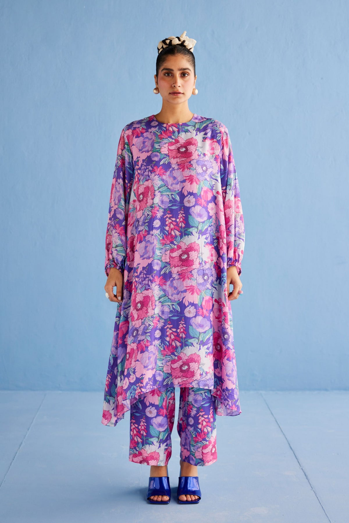 Purple A Line Kurta Set