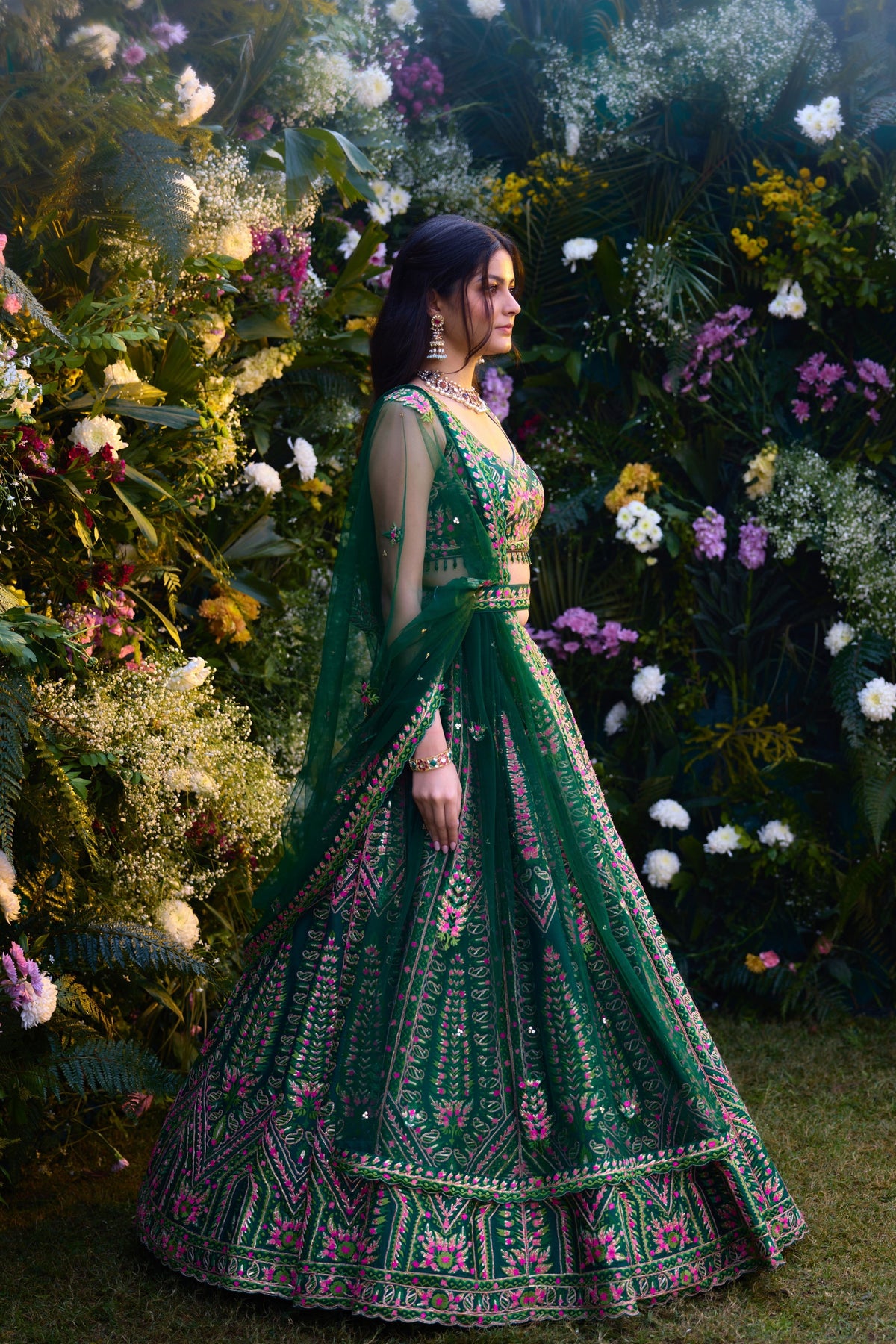 Deep Forest Green Lehenga Set