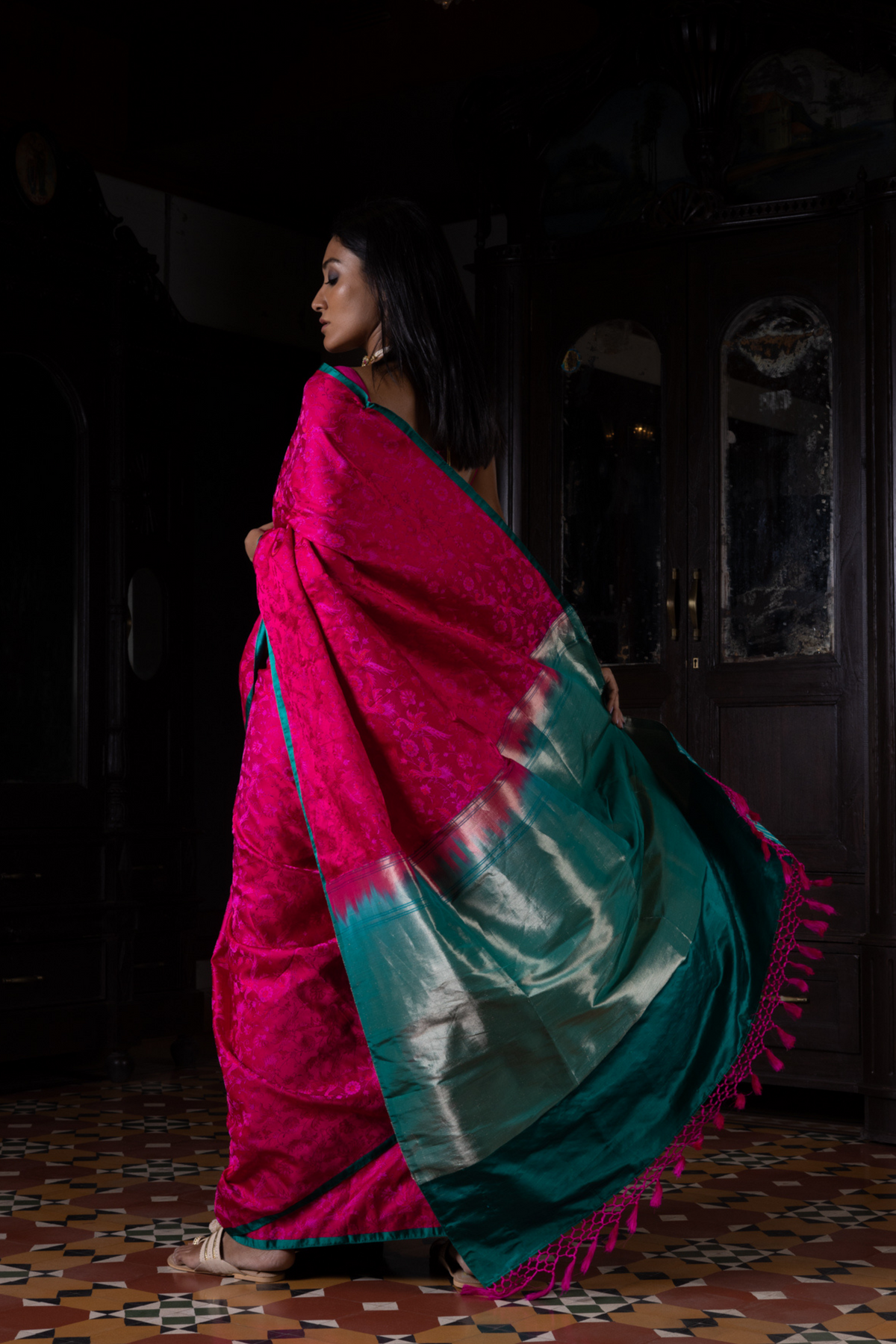 Natkhat Chiraiya Rani Tanchoi Benarasi Handloom Sari