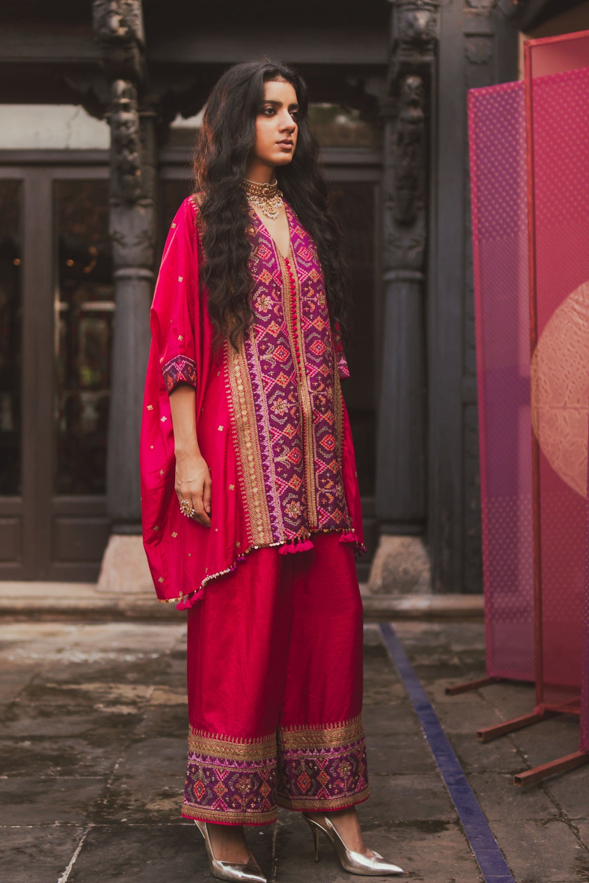 Vaishali Pink Kaftan Set