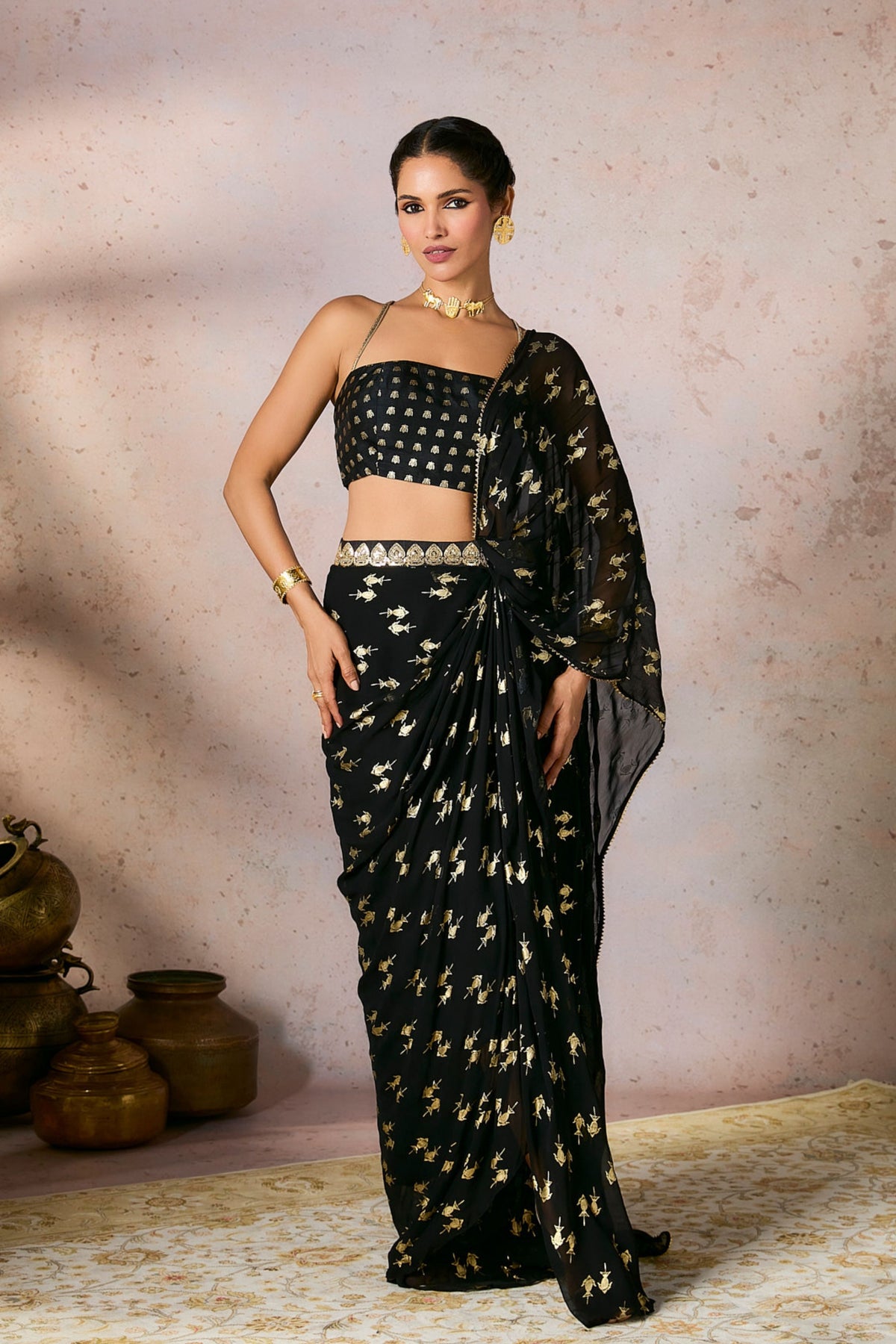 Black Mystic Drape Saree